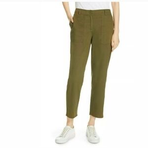 Eileen Fisher Slouchy Ankle Pant, Olive Green utility pants Size 2P